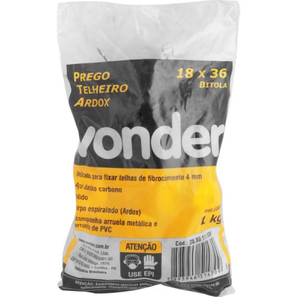 Encontraproduto.com.br - Prego Telheiro 18x36 Ardox Polido Com 1,0 Kg - Vonder