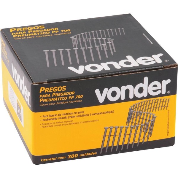 Encontraproduto.com.br - Prego Para Pregador Pneumático Liso Vonder 50mm PP700 Carretel com 300 Peças