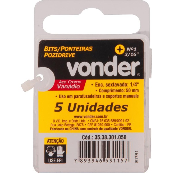 Encontraproduto.com.br - Jogo de Bits Ponteira Pozidrive c/ enc 1/4
