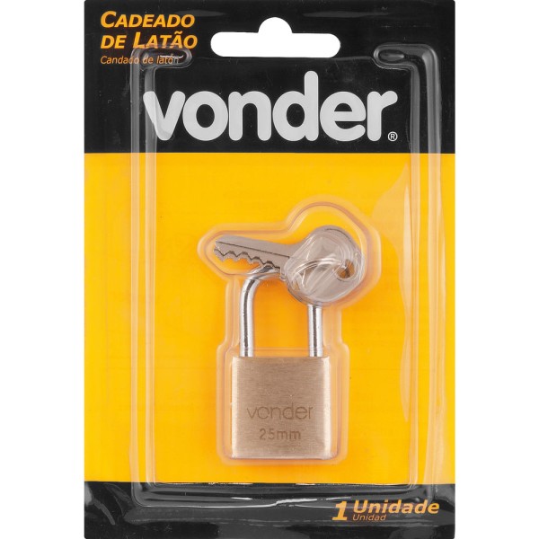 Encontraproduto.com.br - Cadeado de Latão 25mm Encartelado - Vonder