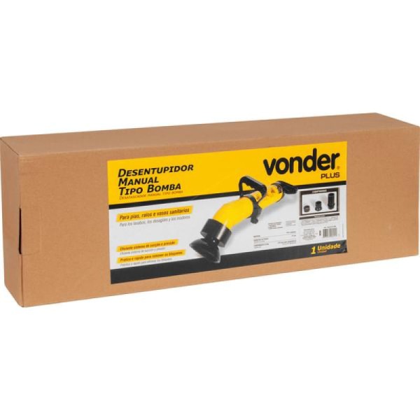 Encontraproduto.com.br - Desentupidor Manual Tipo Bomba Sucção E Pressão Vonder Pias Ralos Vasos Sanitários Com Adaptadores