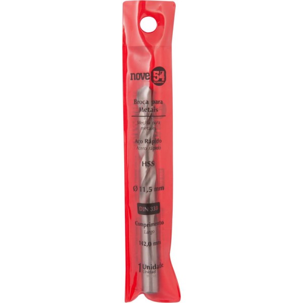 Encontraproduto.com.br - Broca de Aço Rápido 11,5 mm DIN 338 Hss Encartelada Nove54