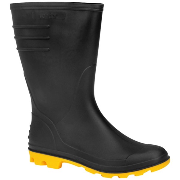 Encontraproduto.com.br - Bota PVC Vonder Cano Médio Preto e Amarelo Tamanho 40