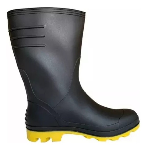 Encontraproduto.com.br - Bota PVC Vonder Cano Médio Preto e Amarelo Tamanho 42