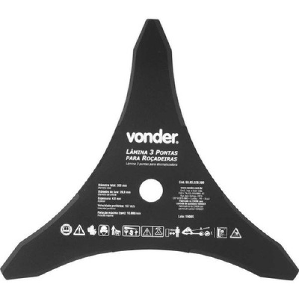 Encontraproduto.com.br - Lâmina 3 Pontas para Roçadeira 300x20,0x3,8mm - Vonder