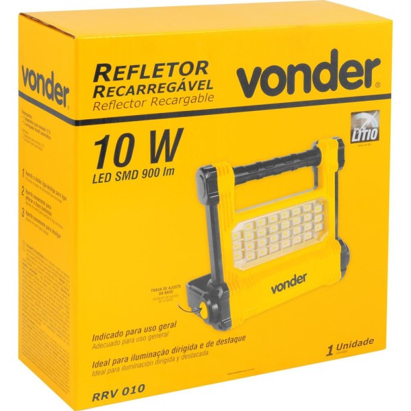 Encontraproduto.com.br - Refletor Recarregável Vonder Led Smd 10W RRV010