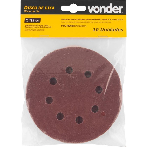 Encontraproduto.com.br - Kit 10 Discos De Lixa G100 Vonder Com Costado Em Pluma 125mm Quantidade De Cascalhos 0