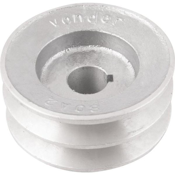 Encontraproduto.com.br - Polia Alumínio 2 Canais Perfil A 80mm com Furo 3/4