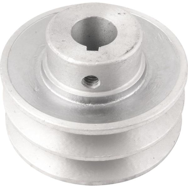 Encontraproduto.com.br - Polia Alumínio 2 Canais Perfil A 80mm com Furo 3/4