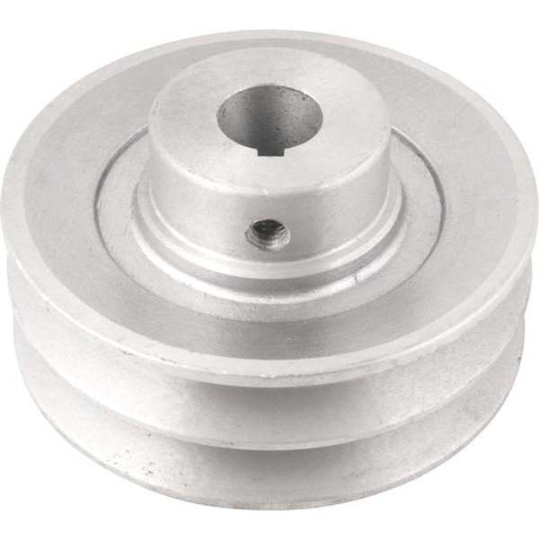 Encontraproduto.com.br - Polia Alumínio 2 Canais Perfil A 100mm com Furo 3/4