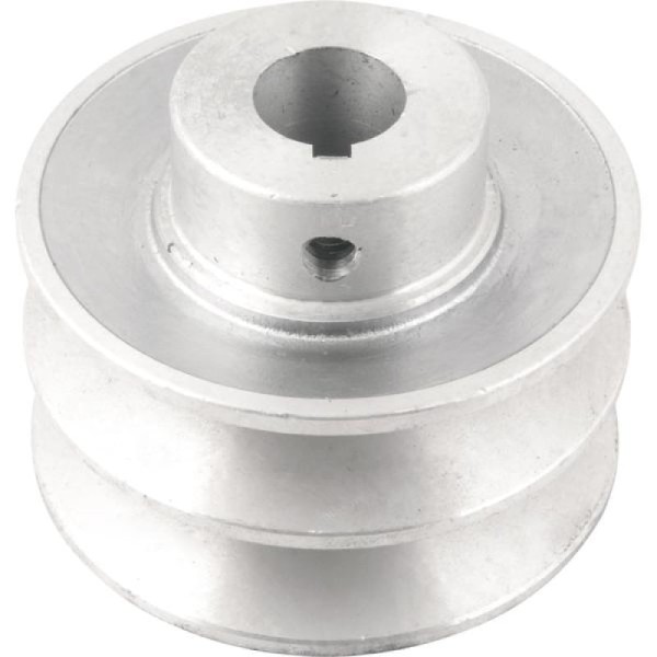 Encontraproduto.com.br - Polia Alumínio 2 Canais Perfil B 80mm com Furo 3/4