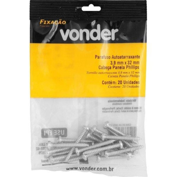 Encontraproduto.com.br - Parafuso Autoatarraxante 3,9x32 Phillips c/ 20 peças Vonder