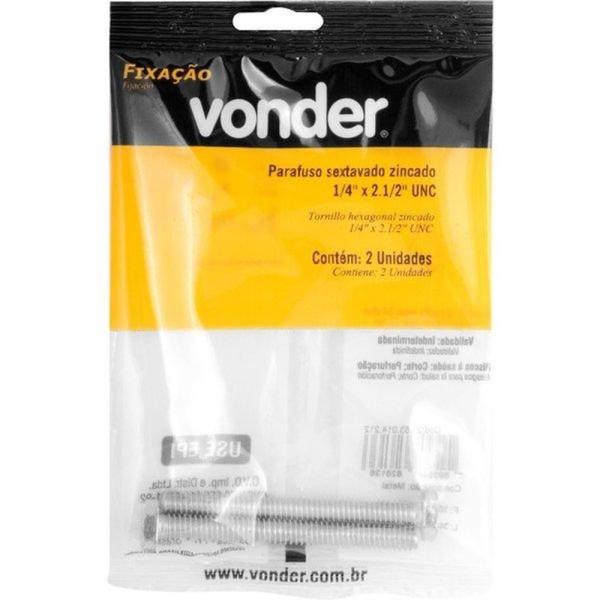 Encontraproduto.com.br - Parafuso Sextavado Zincado 1/4 X 2.1/2 Unc Vonder