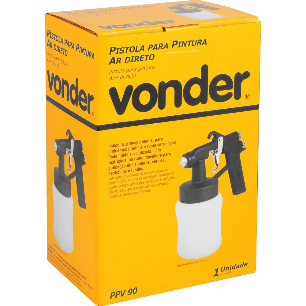 Encontraproduto.com.br - Pistola para Pintura com Caneca Plástica Ar Direto PPV90 - Vonder - 62.20.900.000 - Unitário