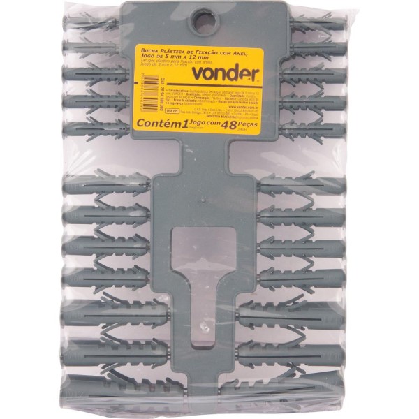 Encontraproduto.com.br - Bucha Plástica de Fixação c/ Anel Jogo de 5mm à 12mm Vonder