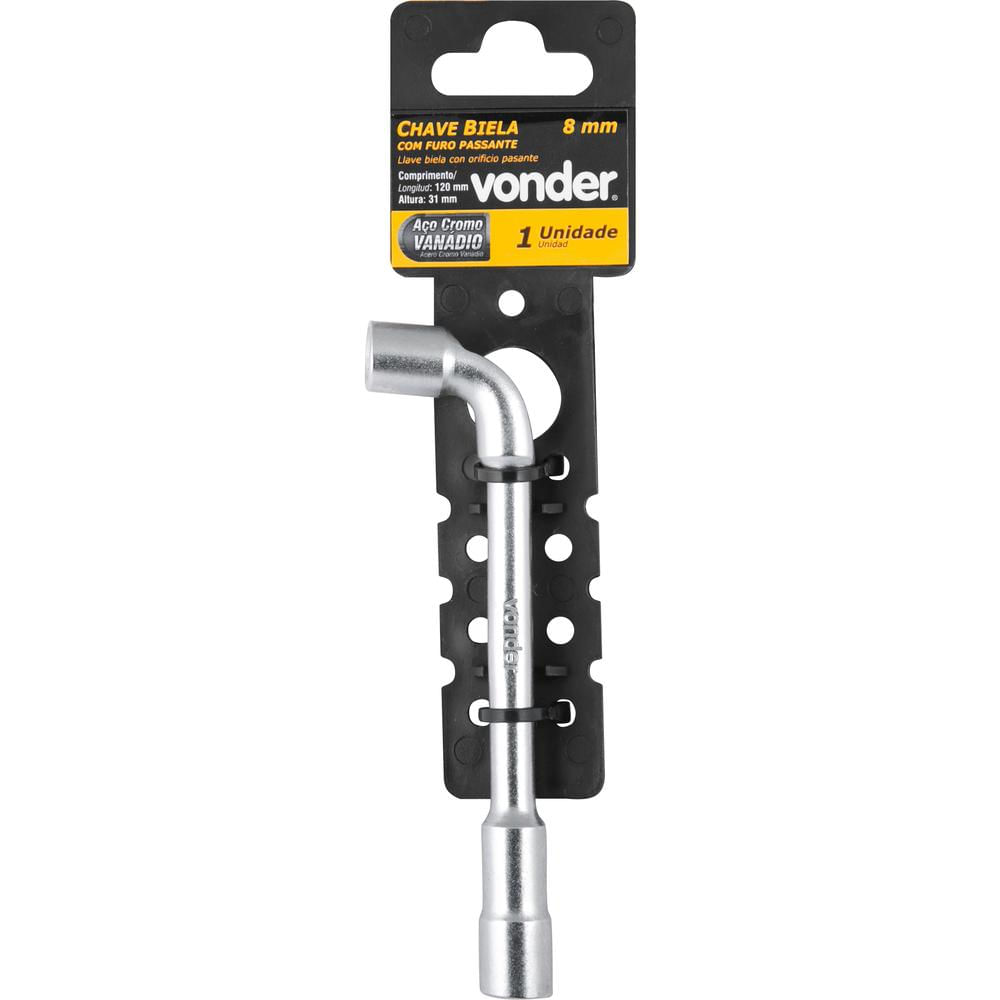 Encontraproduto.com.br - Chave Biela com Furo Passante 8 mm Aço Cromo Vanádio Vonder