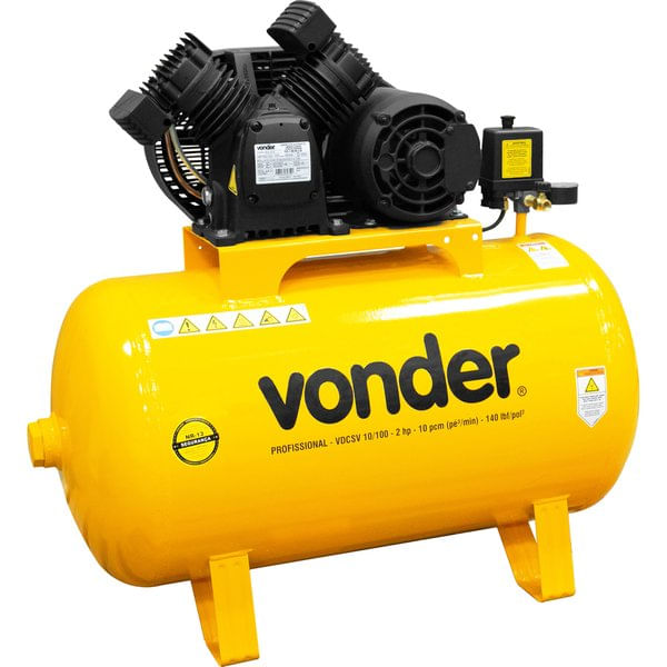 Compressor Ar 100l Monofásico 110/220V Amarelo Vonder