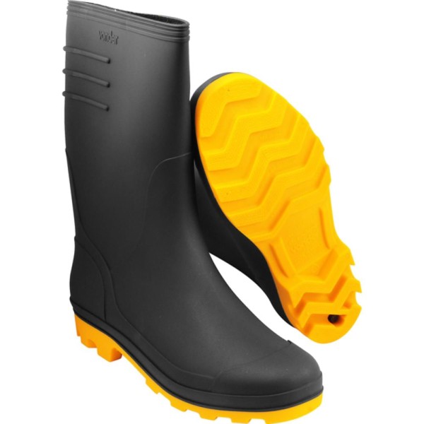 Encontraproduto.com.br - Bota Preta e Amarela PVC Tam. 37 com Forro Vonder