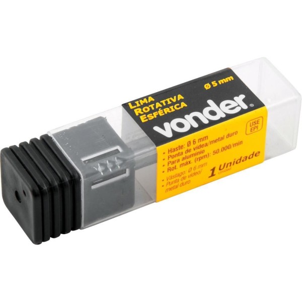 Encontraproduto.com.br - Lima Rotativa Esférica P/ Alumínio 5 Mm C/ Haste 6 Mm Vonder