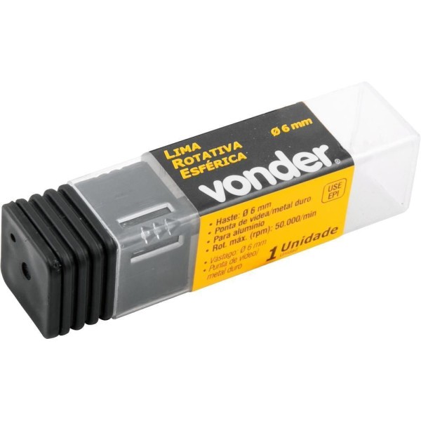 Encontraproduto.com.br - Lima Rotativa Esférica P/ Alumínio 6 Mm C/ Haste 6 Mm Vonder