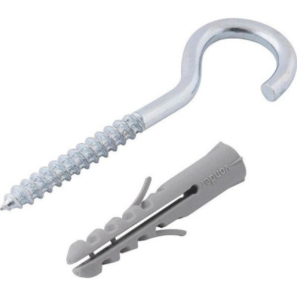 Encontraproduto.com.br - Gancho 4,2x70mm com Bucha de Nylon 8mm G-8 6 Peças Vonder