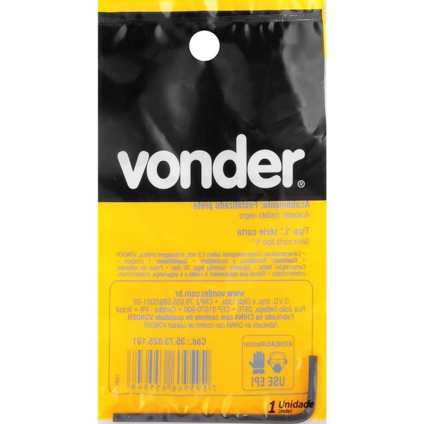 Encontraproduto.com.br - Chave Hexagonal (Allen) 2,5 mm Vonder