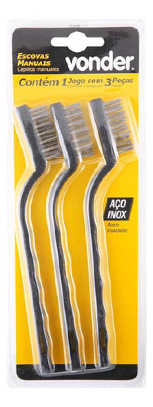 Jogo de Escovas Manuais em Aço Inox com 3 peças Vonder