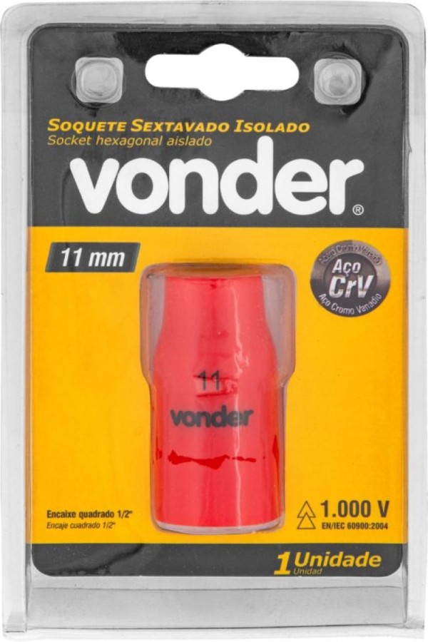 Encontraproduto.com.br - Soquete Sextavado Isolado Encaixe De 1/2 11,0 Mm Vonder