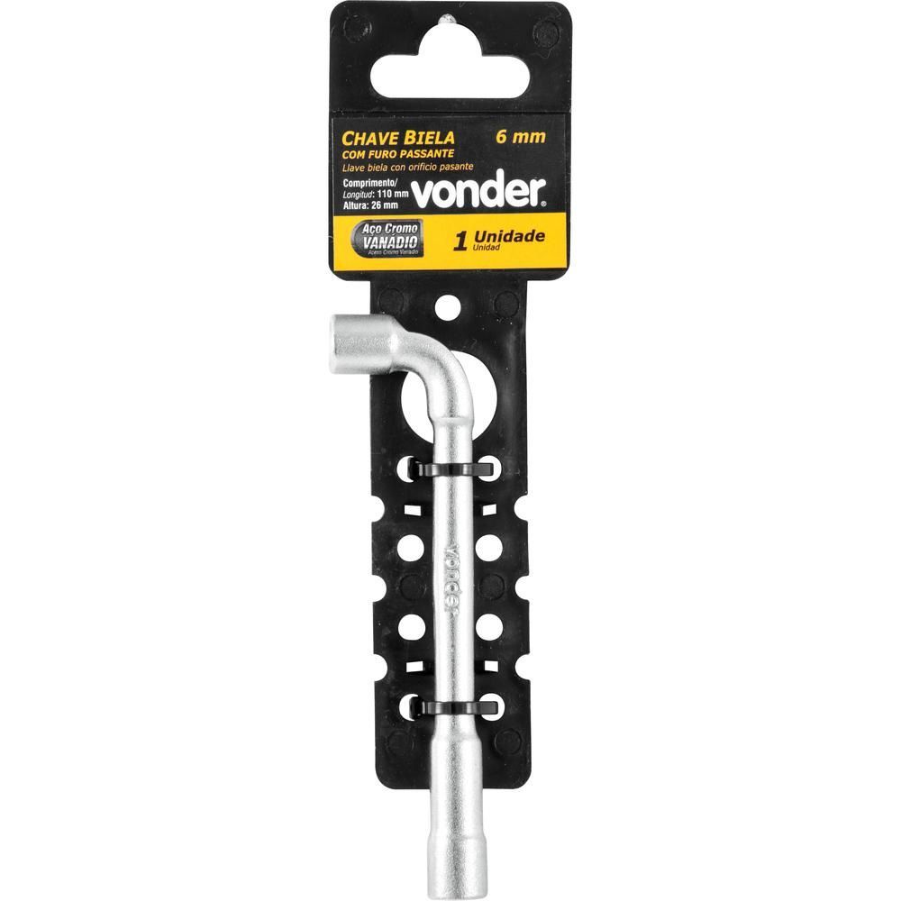 Encontraproduto.com.br - Chave Biela Com Furo Passante 6 Mm Aço Cromo Vanádio Vonder