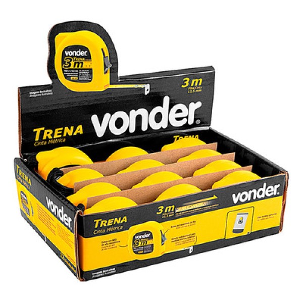 Encontraproduto.com.br - Trena Curta de Aço 3 M x 12,5 mm Caixa com 12 Vonder