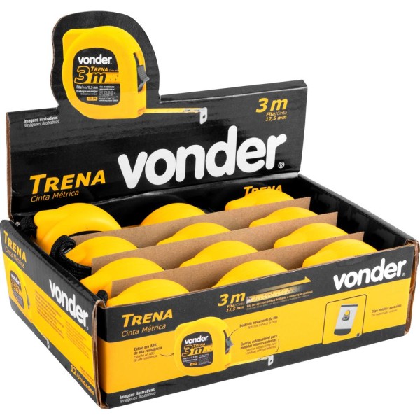 Encontraproduto.com.br - Trena Curta de Aço 3 M x 12,5 mm Caixa com 12 Vonder