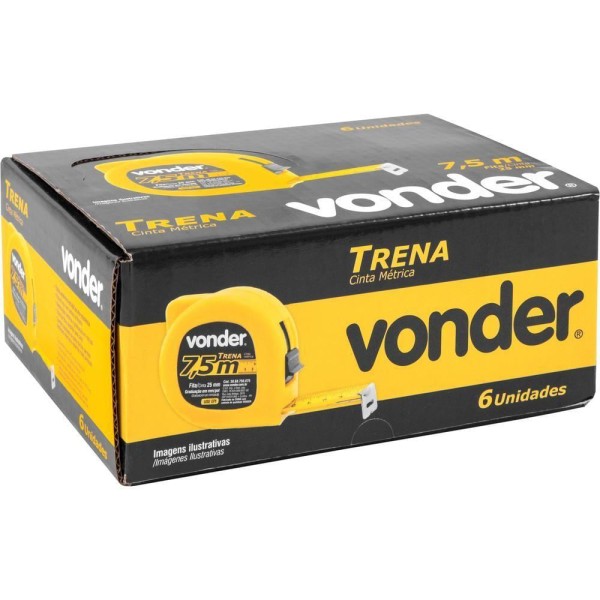 Encontraproduto.com.br - Trena Curta De Aço 7,5 M X 25 Mm Caixa Com 6 Vonder