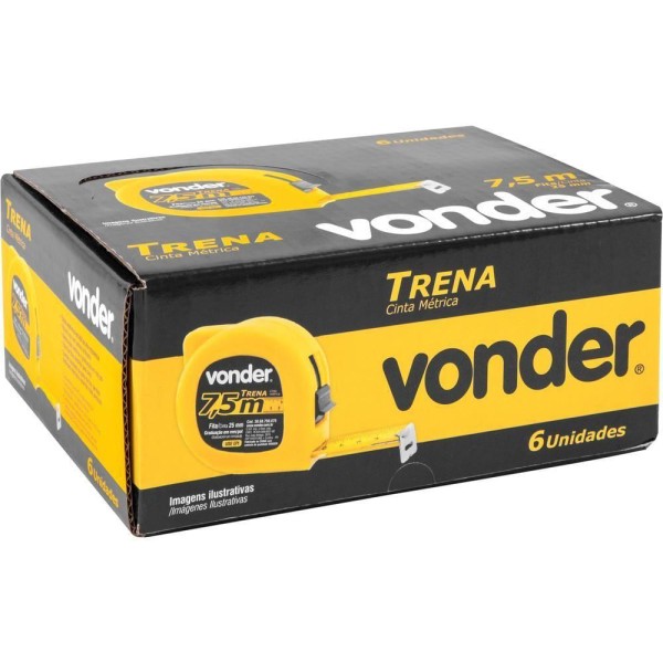 Encontraproduto.com.br - Trena Curta De Aço 7,5 M X 25 Mm Caixa Com 6 Vonder