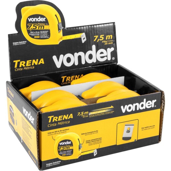 Encontraproduto.com.br - Trena Curta De Aço 7,5 M X 25 Mm Caixa Com 6 Vonder