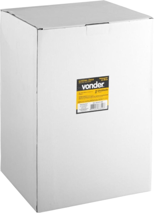 Encontraproduto.com.br - Lixeira retangular 12,0 litros inox cinza - VONDER