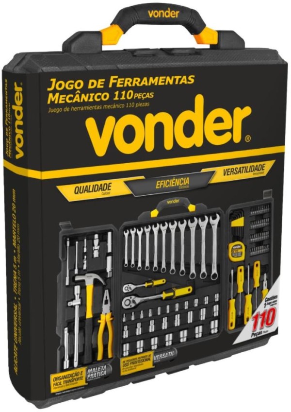 Encontraproduto.com.br - Jogo de Ferramentas com 110 peças para Mecânico Vonder