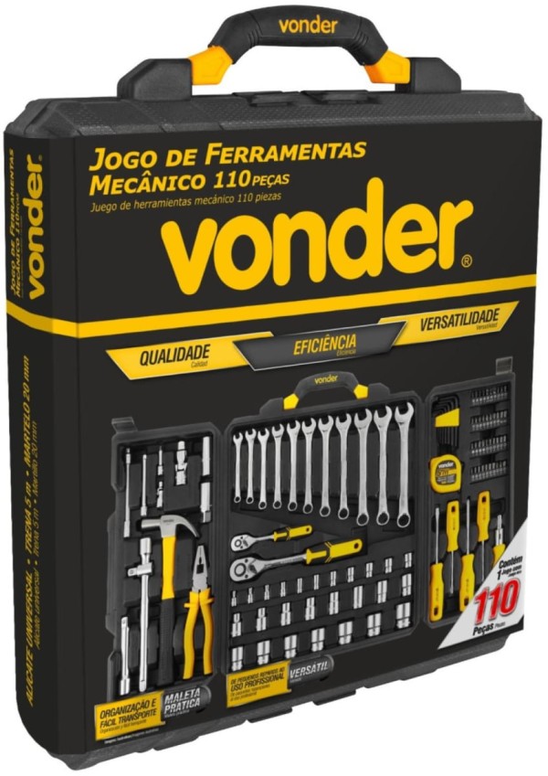 Encontraproduto.com.br - Jogo de Ferramentas com 110 peças para Mecânico Vonder
