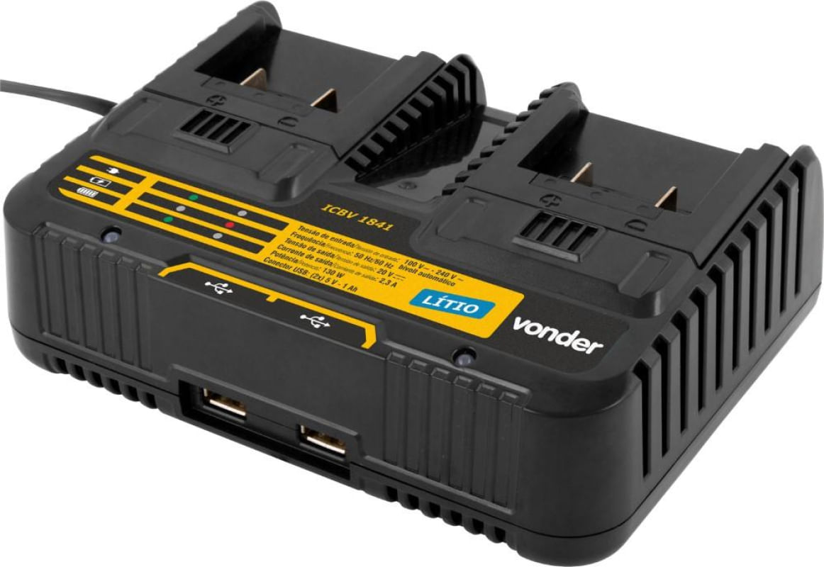 Encontraproduto.com.br - Carregador De Bateria Duplo 18 V Carregamento Convencional Icbv 1841 Vonder