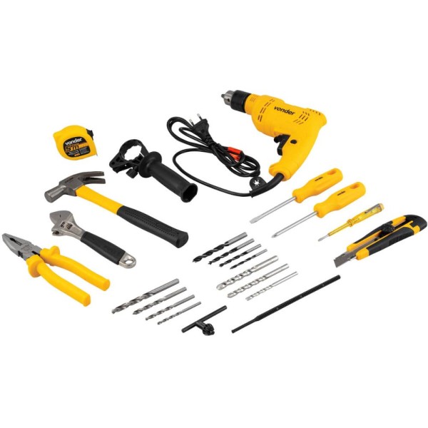 Encontraproduto.com.br - Furadeira De Impacto 1/2 Fiv 519 Jogo Com 19 Acessórios 220V Vonder