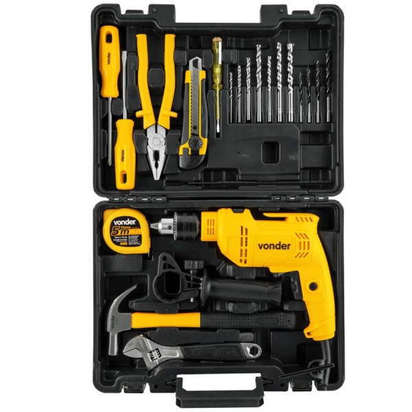 Encontraproduto.com.br - Furadeira De Impacto 1/2 Fiv 519 Jogo Com 19 Acessórios 220V Vonder