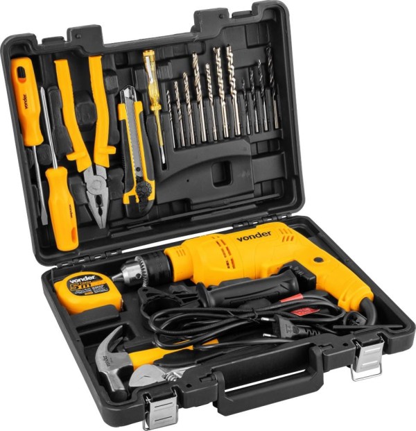 Encontraproduto.com.br - Furadeira De Impacto 1/2 Fiv 519 Jogo Com 19 Acessórios 220V Vonder
