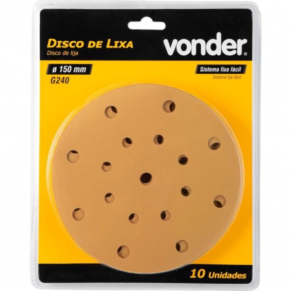 Encontraproduto.com.br - Disco De Lixa Com Costado Em Pluma 6'' - 150 Mm Grão 240 Vonder