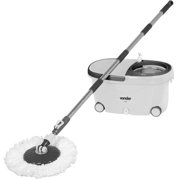 Encontraproduto.com.br - Vassoura Mop Giratório 7,5 Litros Com Cesto Inox Vonder