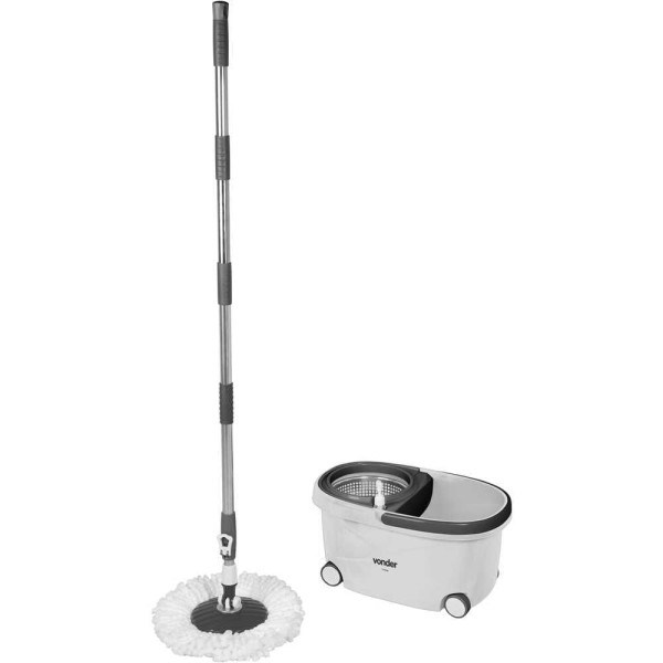 Encontraproduto.com.br - Vassoura Mop Giratório 7,5 Litros Com Cesto Inox Vonder
