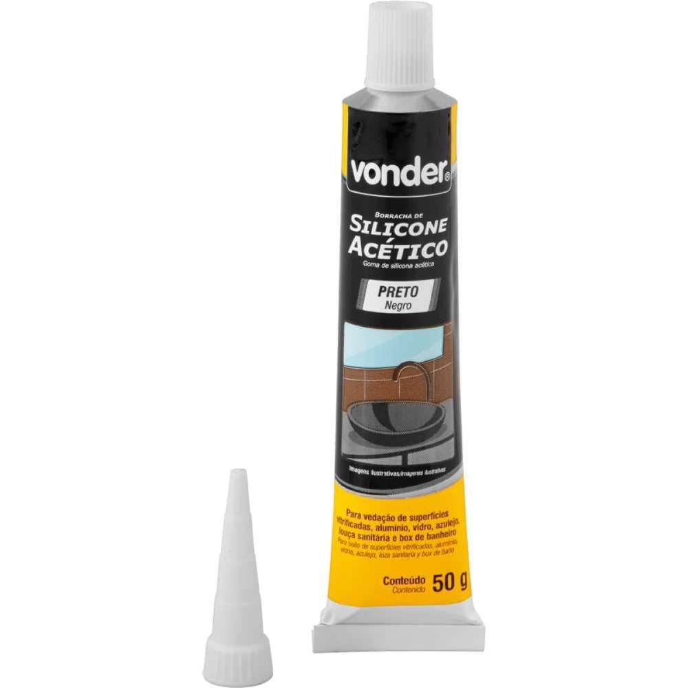 Borracha Silicone Preto 50G Acético Blister Vonder