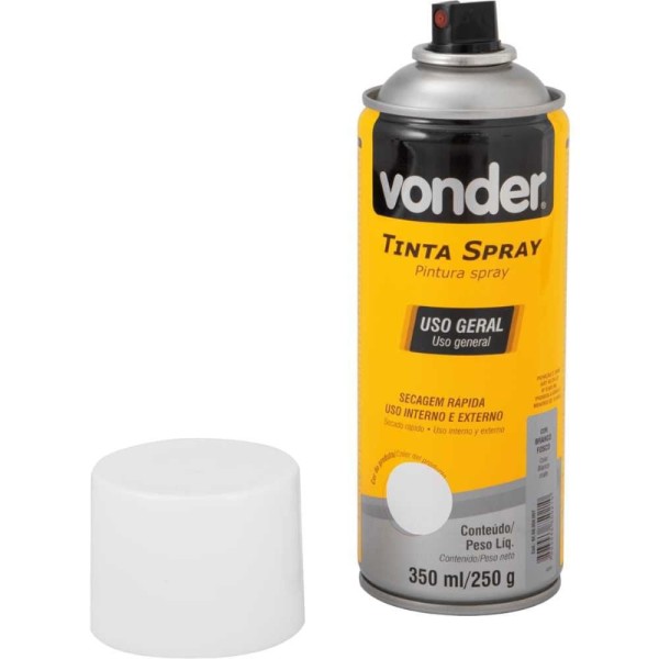 Encontraproduto.com.br - Tinta Spray Acrílica Branco Fosco 350ML/250G Vonder