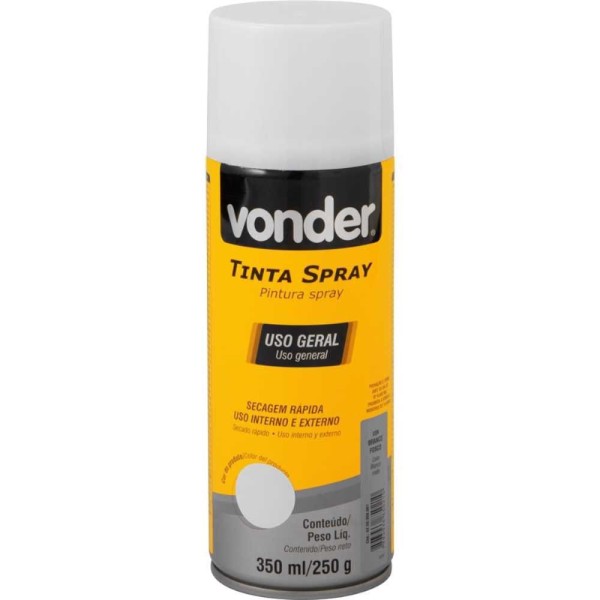 Encontraproduto.com.br - Tinta Spray Acrílica Branco Fosco 350ML/250G Vonder