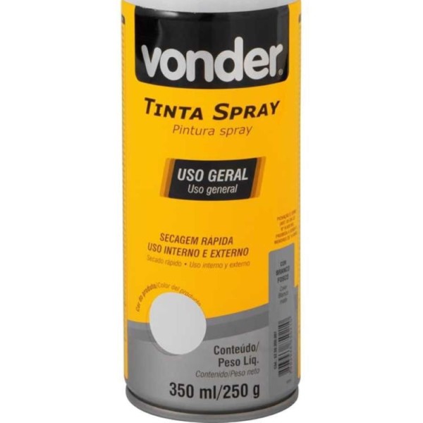 Encontraproduto.com.br - Tinta Spray Acrílica Branco Fosco 350ML/250G Vonder