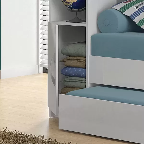 Encontraproduto.com.br - Treliche Solteiro com Baú e Prateleiras Branco