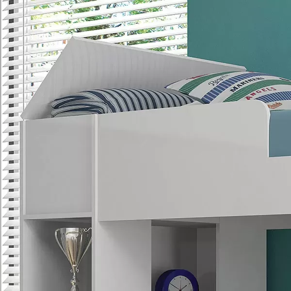 Encontraproduto.com.br - Treliche Solteiro com Baú e Prateleiras Branco
